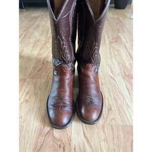 Tony Lama Pointed Toe Western Cowboy Boots Size 5.5 Brown Leather Rodeo